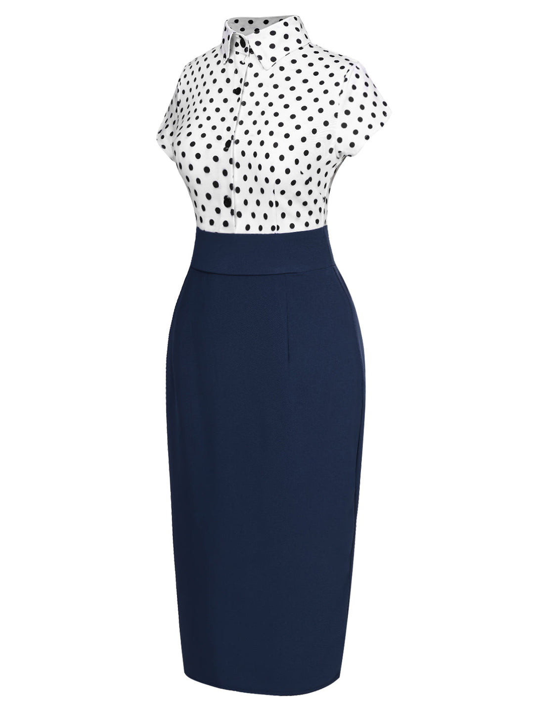 [Pre-Sale] Blue 1960s Shirt Collar Polka Dots Patchwork Dress, vintage dress, retro fashion - perfect for women who love vintage and retro fashion