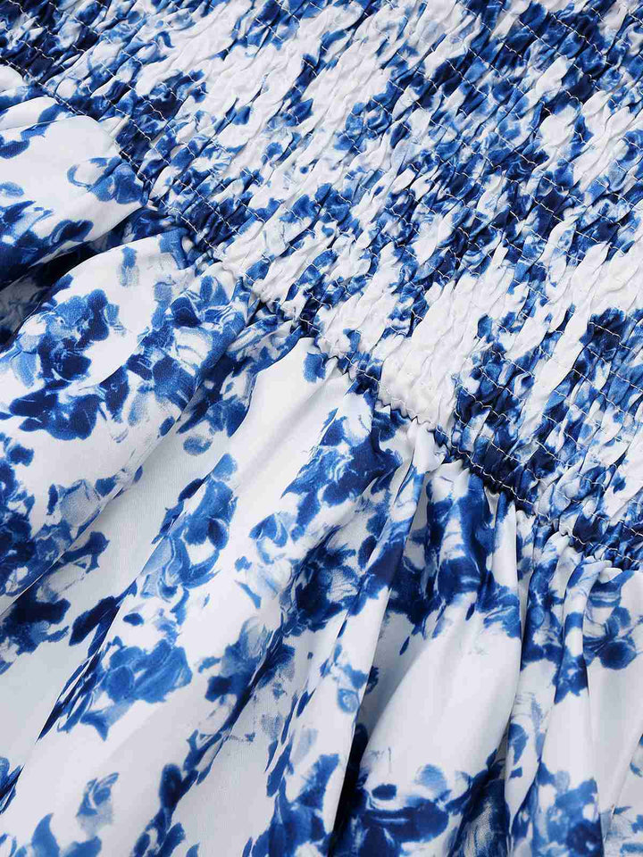 Blue 1960s Shoulder Tie Floral Skater Dress - vintage dress, retro fashion