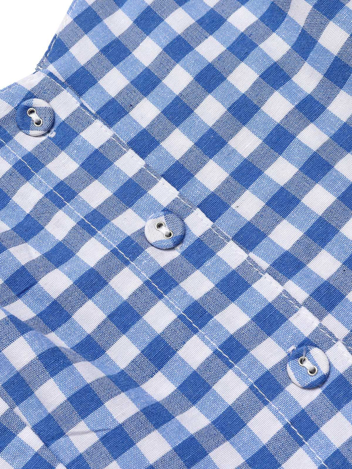 Blue 1960s Spaghetti Strap Plaids Romper — 1960s style that transcends decades