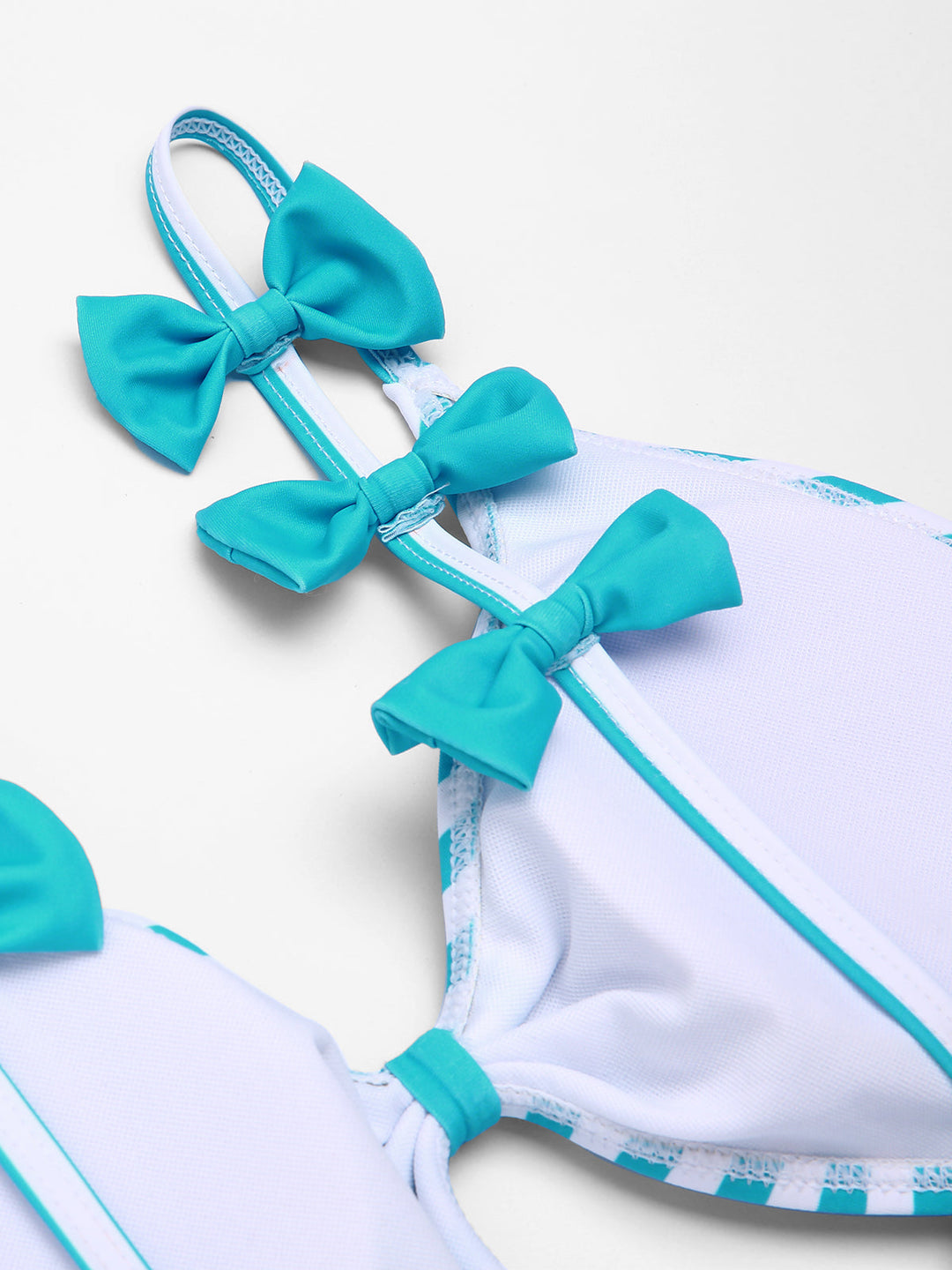 Blue 1960s Stripe Strap Bow One-Piece Swimsuit: timeless style reimagined