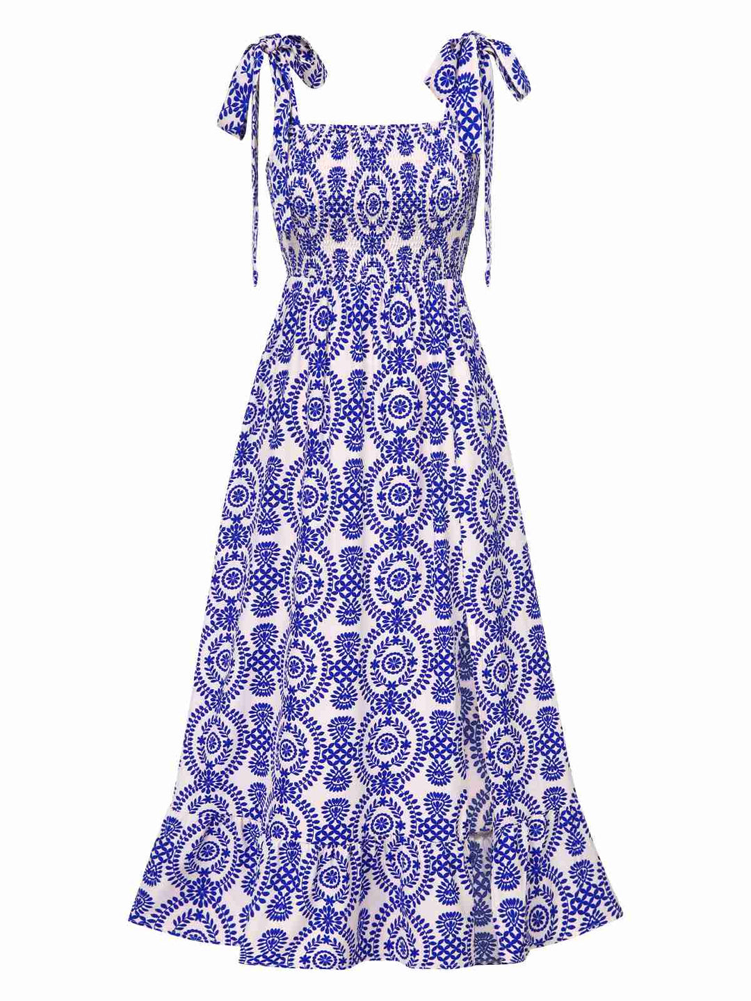Blue 1970s Bohemian Straps Print Sleeveless Dress, vintage dress, retro fashion - perfect for women who love vintage and retro fashion