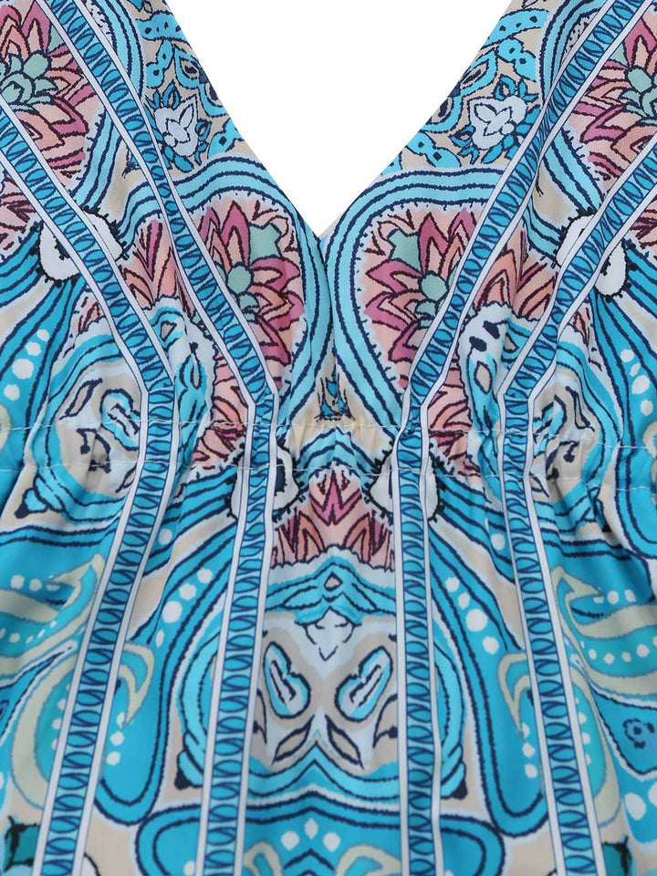 Blue 1970s Boho Paisley Halter Fit Flare Midi Dress, vintage dress, retro fashion - perfect for women who love vintage and retro fashion