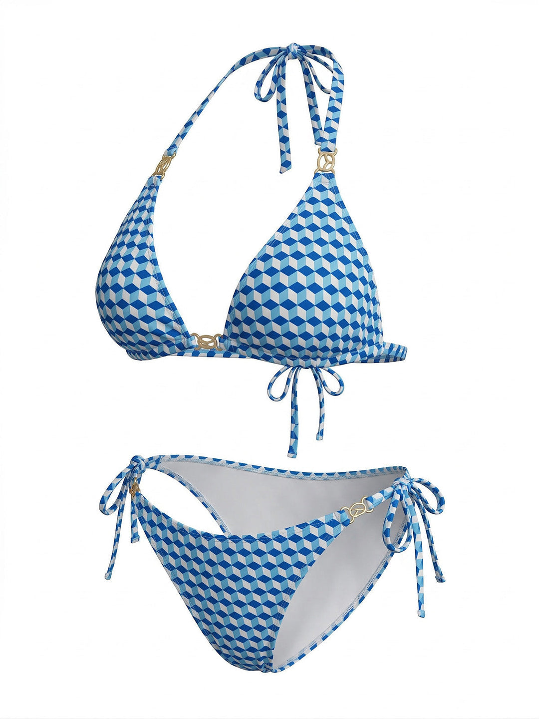 Blue 1970s Halter High Waist Tankini Set - vintage fashion, retro style