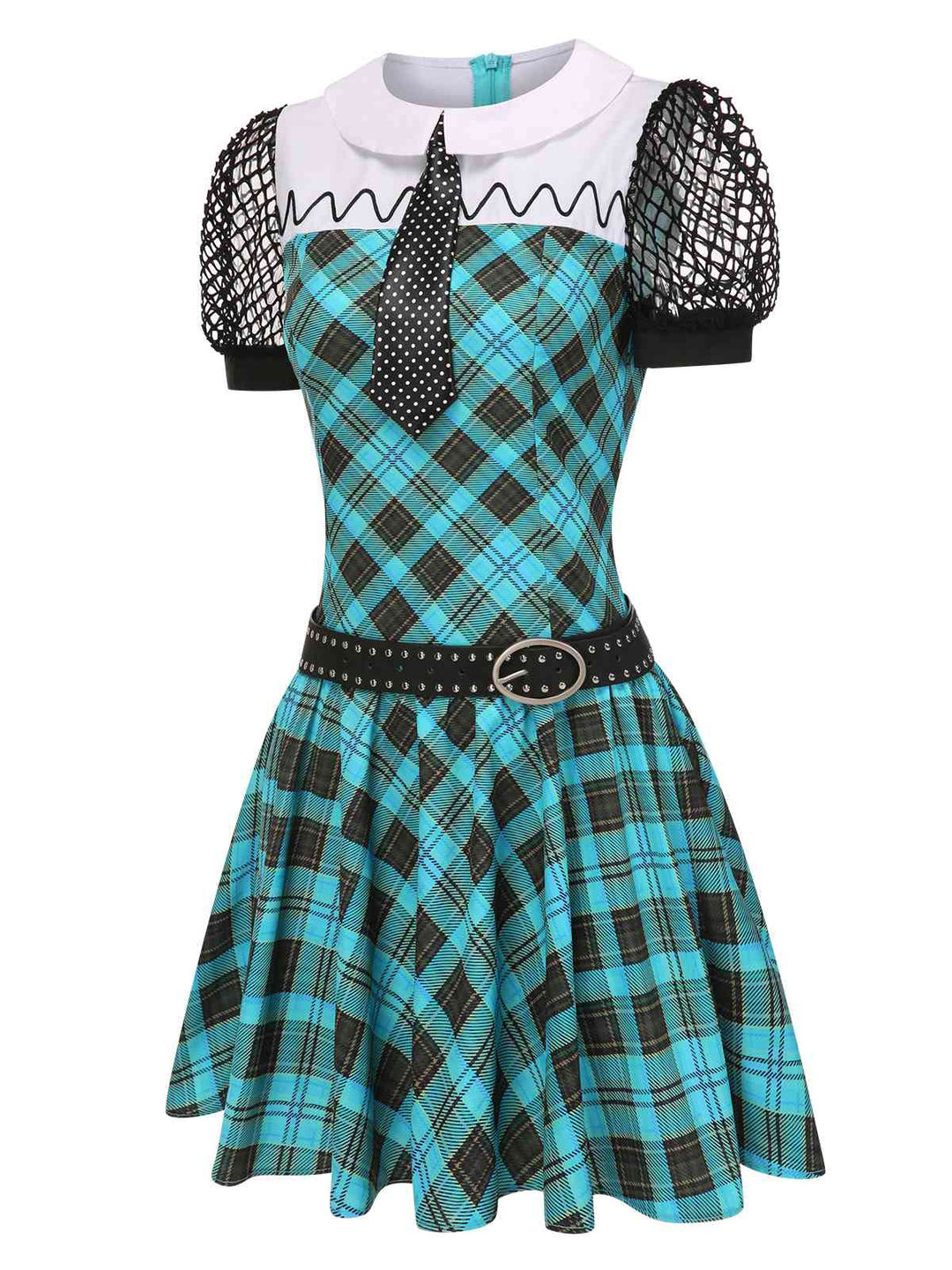 Blue 1970s Plaid Peter Pan Collar Frankie Stein Dress, vintage dress, retro fashion - perfect for women who love vintage and retro fashion