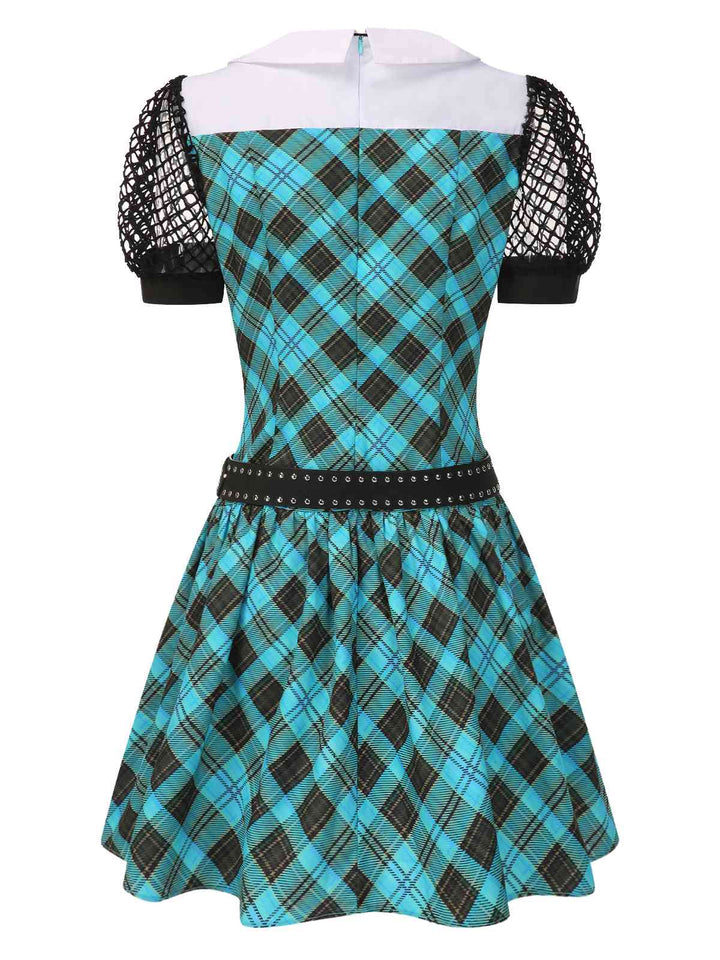 Blue 1970s Plaid Peter Pan Collar Frankie Stein Dress, vintage dress, retro fashion - perfect for women who love vintage and retro fashion