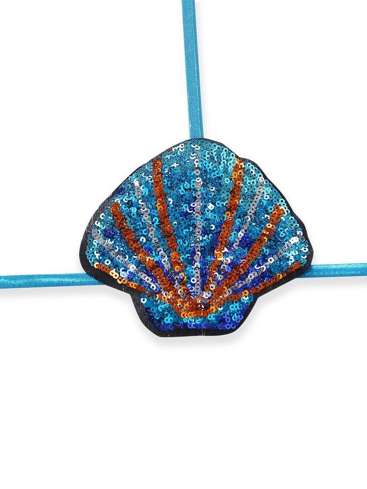 Blue 1970s Shell &amp; Starfish Bikini Set: beautiful vintage swimwear, retro swimsuit, pin-up style with timeless appeal