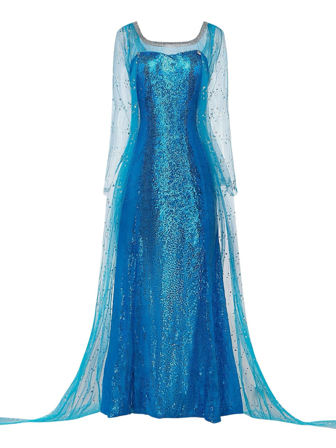 Blue 1970s Solid Sequined Elsa Cape &amp; Dress - vintage dress, retro fashion