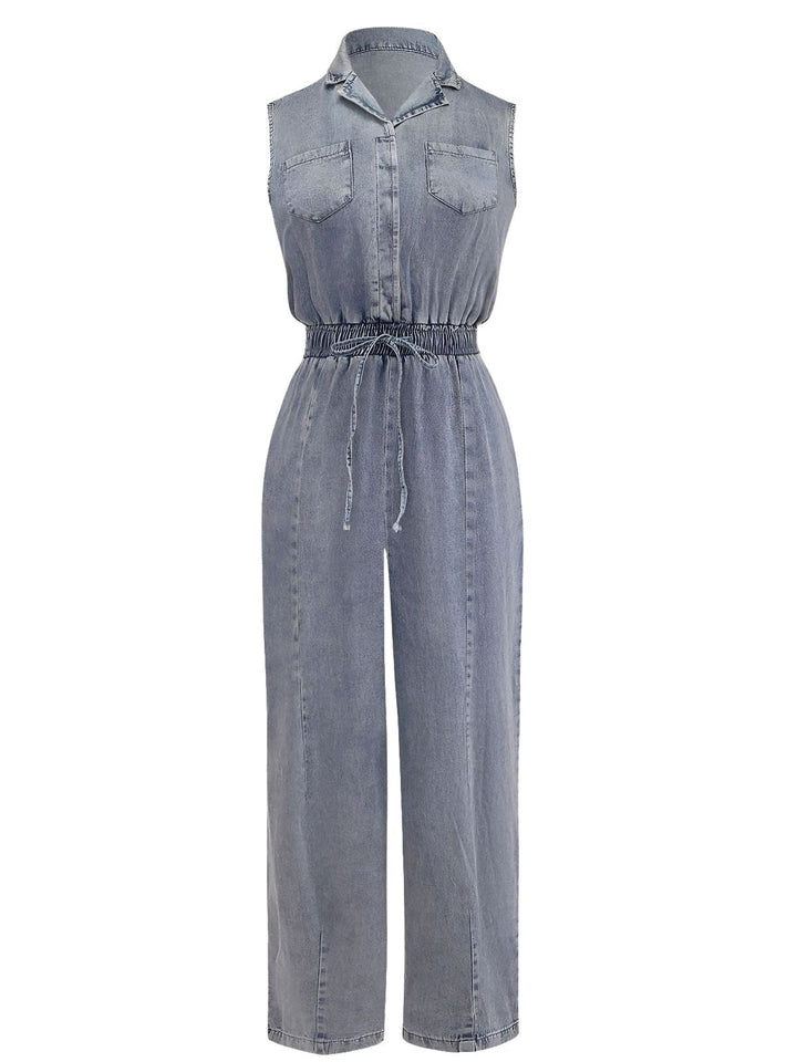 Blue 1970s Western Denim Belted Jumpsuit, vintage romper, retro jumpsuit - perfect for women who love vintage and retro fashion