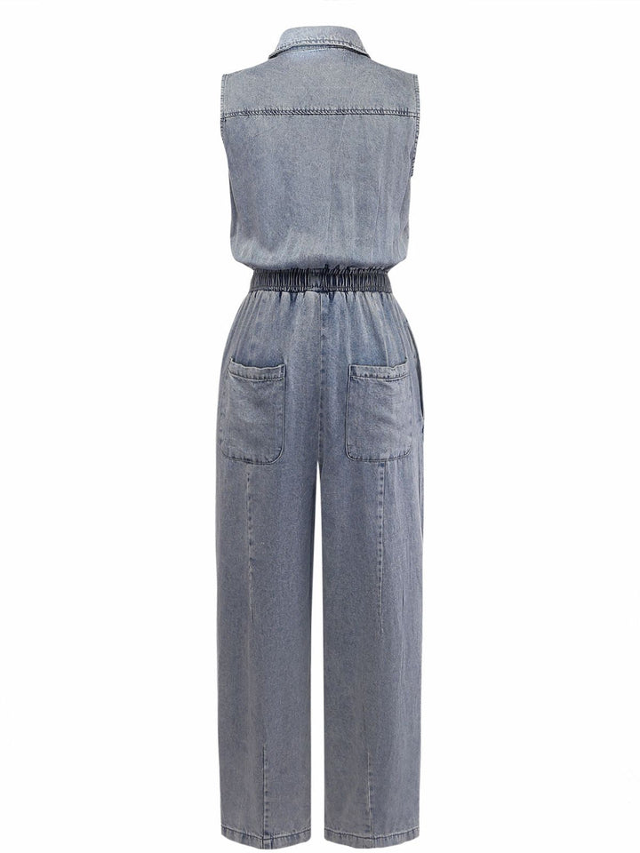 Blue 1970s Western Denim Belted Jumpsuit, vintage romper, retro jumpsuit - perfect for women who love vintage and retro fashion