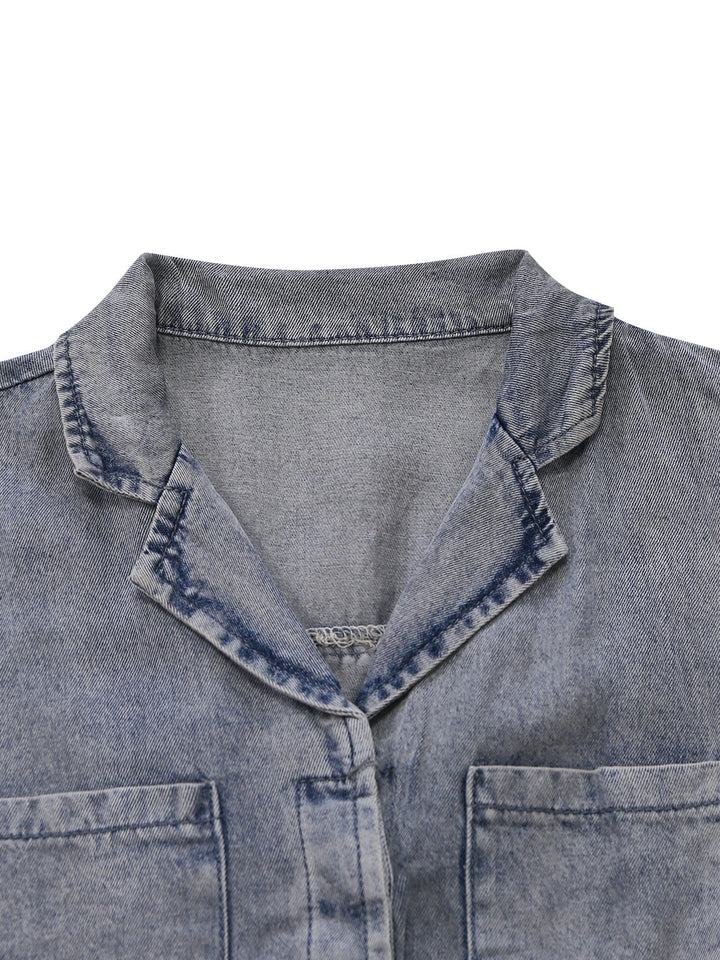 Blue 1970s Western Denim Belted Jumpsuit, vintage romper, retro jumpsuit - perfect for women who love vintage and retro fashion