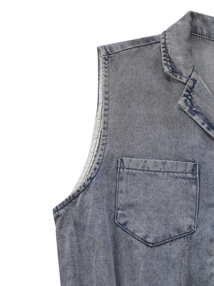 Blue 1970s Western Denim Belted Jumpsuit, vintage romper, retro jumpsuit - perfect for women who love vintage and retro fashion