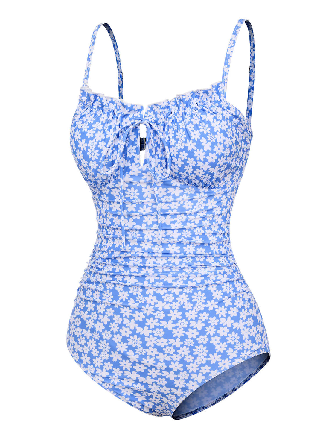 [Pre-Sale] Blue Ditsy Floral Strap Swimsuit, vintage swimsuit, swimwear - perfect for women who love vintage and retro fashion
