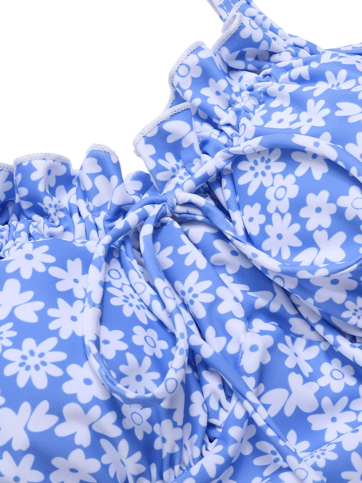 [Pre-Sale] Blue Ditsy Floral Strap Swimsuit, vintage swimsuit, swimwear - perfect for women who love vintage and retro fashion