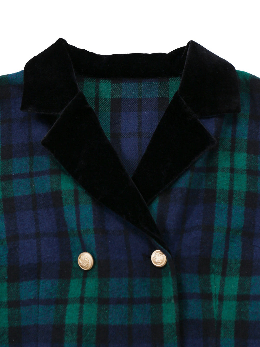 Blue &amp; Green 1940s Plaid Notched Collar Coat - vintage fashion, style