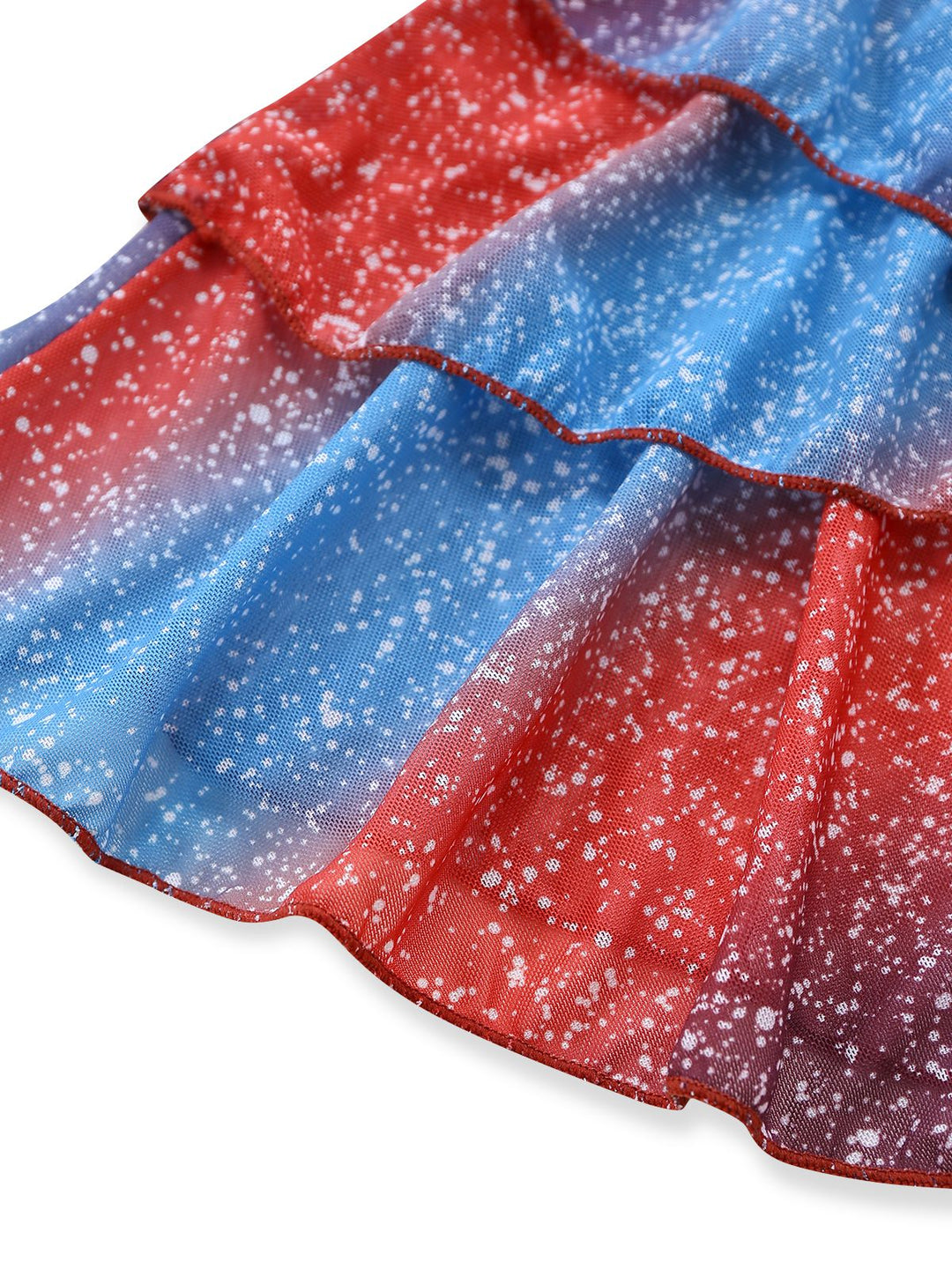 Blue &amp; Red 1950s Gradient Glitter Halter Skirt Swimsuit Set - vintage skirt, retro style, swing skirt for vintage lovers