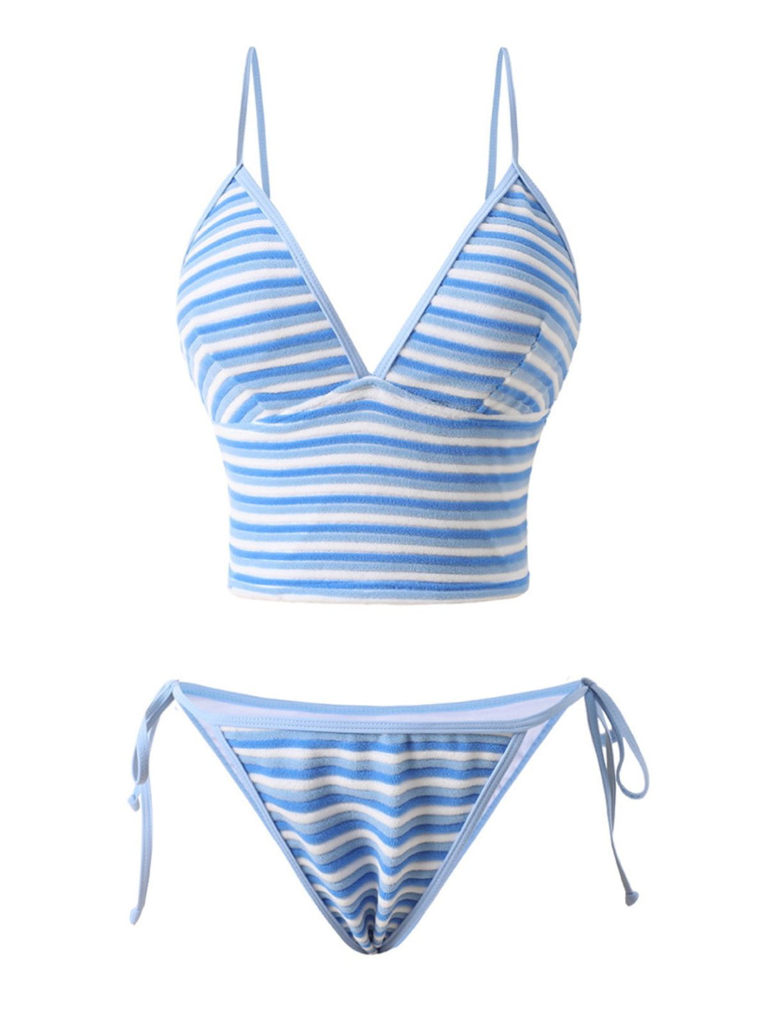 Blue &amp; White 1940s Striped Side Tie Tankini Set - vintage fashion, retro style, pure white