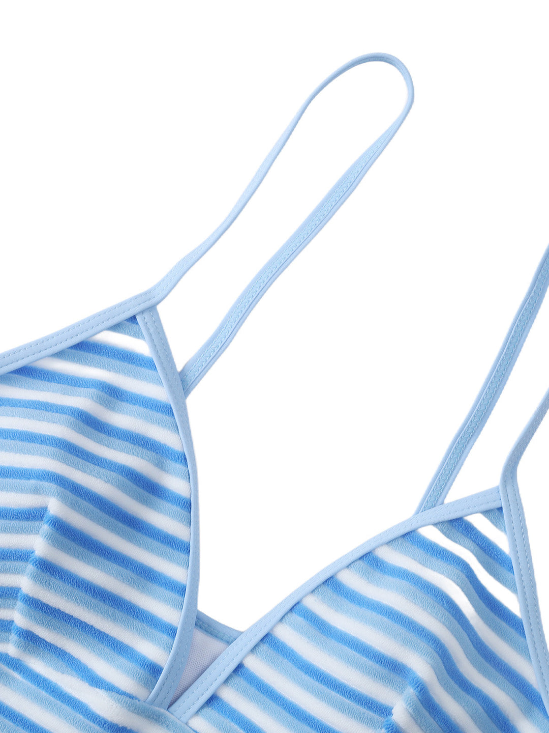 Blue &amp; White 1940s Striped Side Tie Tankini Set - vintage fashion, retro style, pure white
