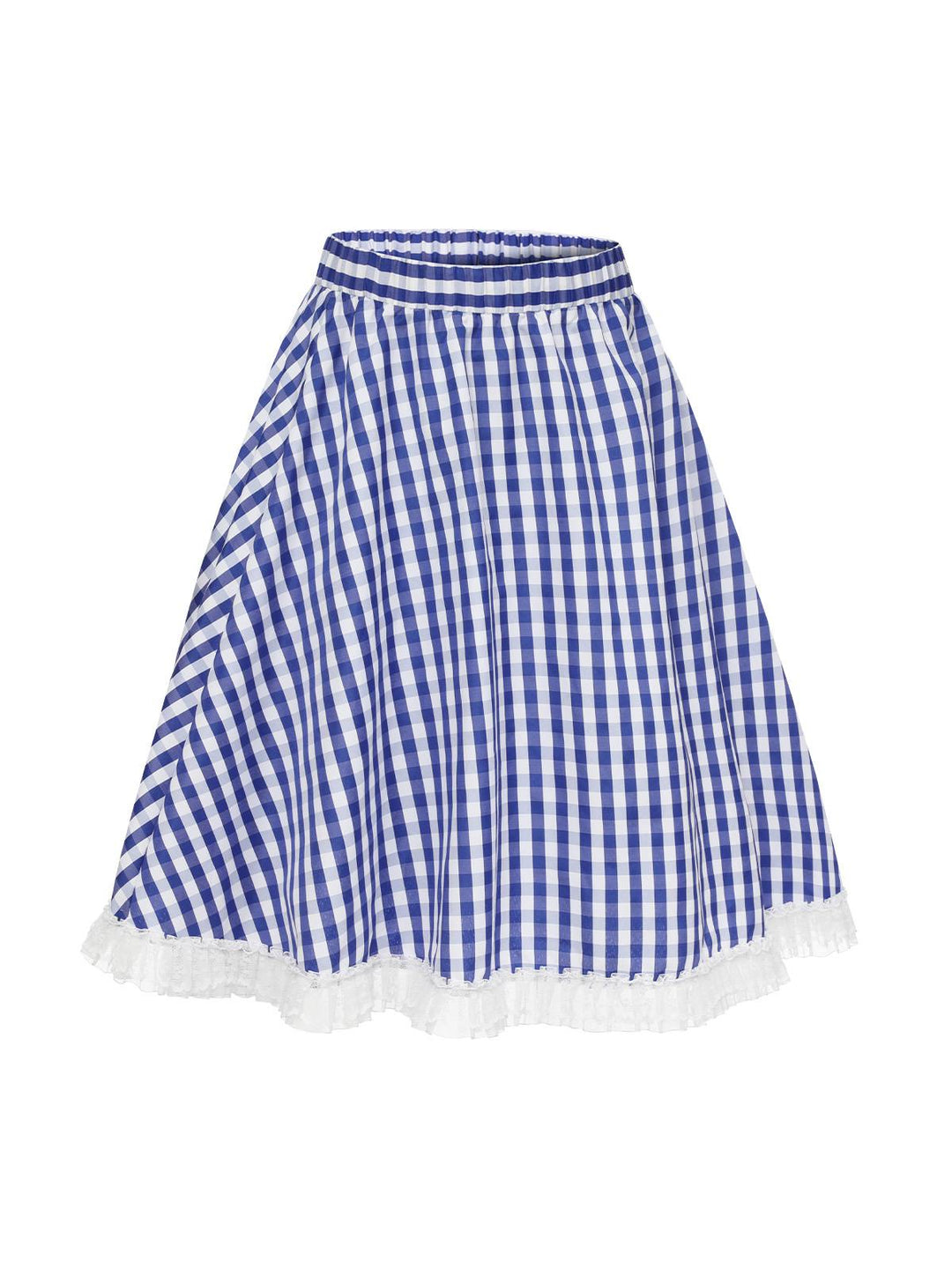 Blue &amp; White 1950s Lace Patchwork Plaid Skirt, vintage skirt, retro style - perfect for women who love vintage and retro fashion