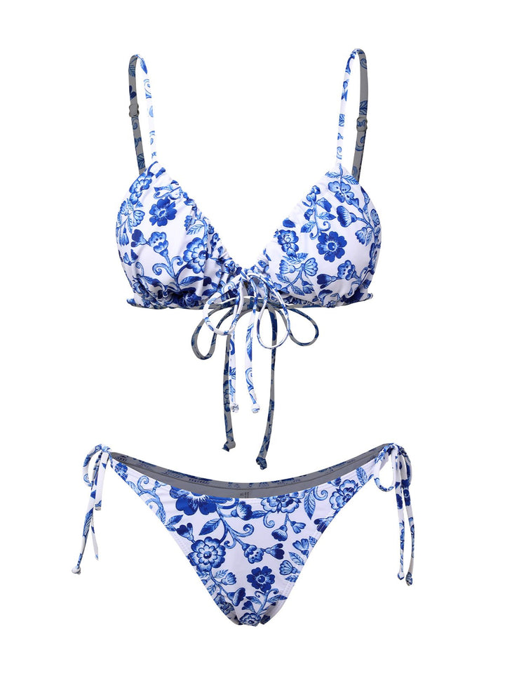 Blue &amp; White 1950s Porcelain Strappy Bikini, vintage swimsuit, pin-up swimwear - perfect for women who love vintage and retro fashion