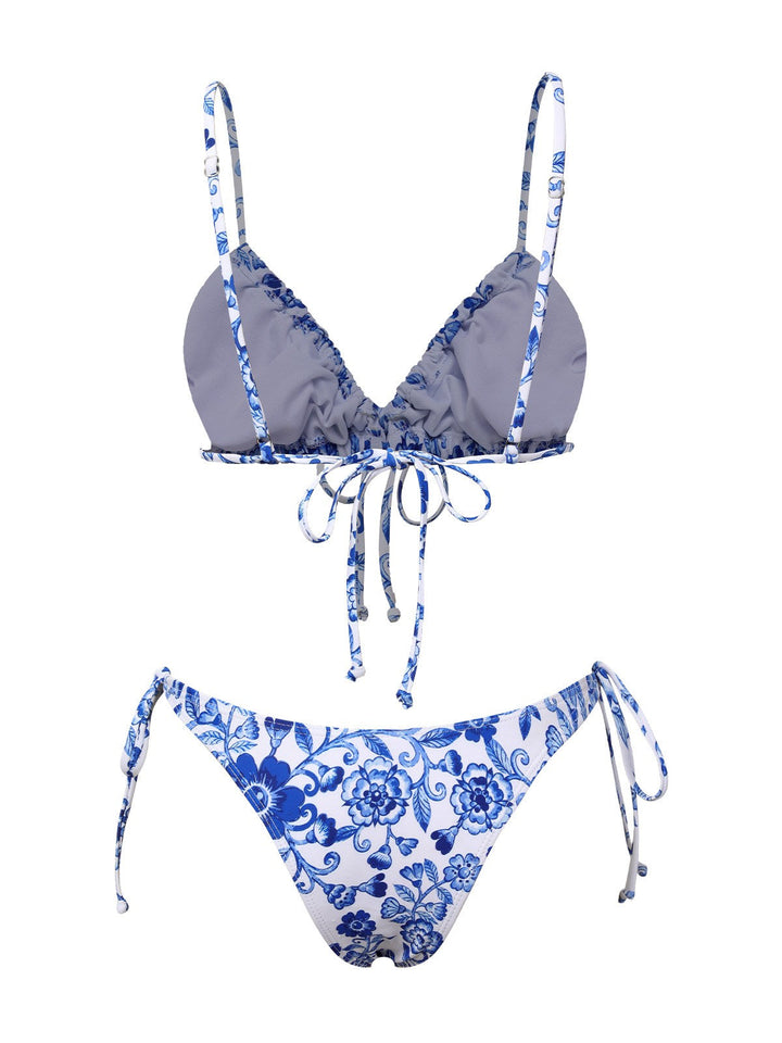 Blue &amp; White 1950s Porcelain Strappy Bikini, vintage swimsuit, pin-up swimwear - perfect for women who love vintage and retro fashion