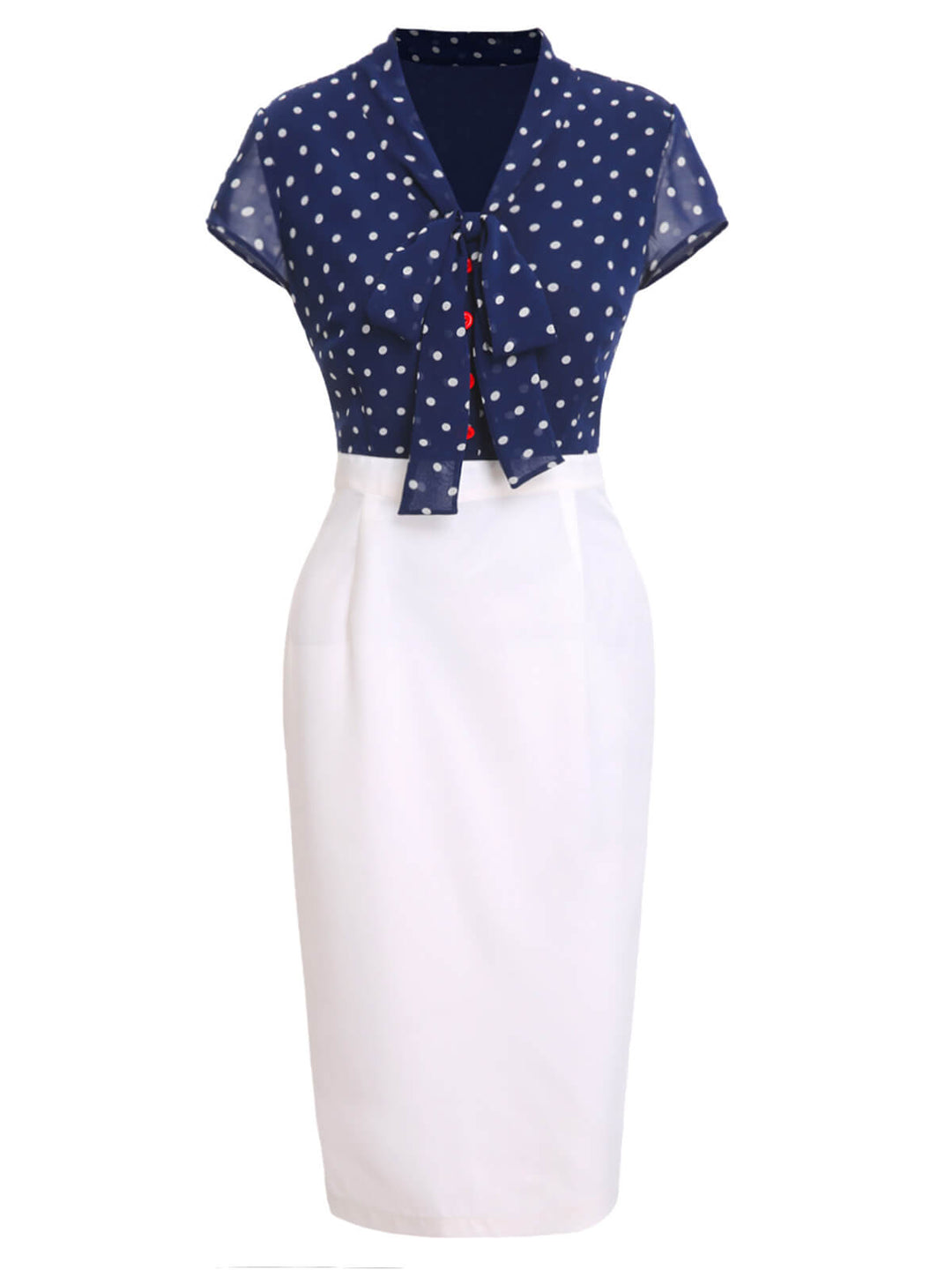 Blue &amp; White 1960s Polka Dot Cap Sleeve Dress, vintage dress, retro fashion - perfect for women who love vintage and retro fashion