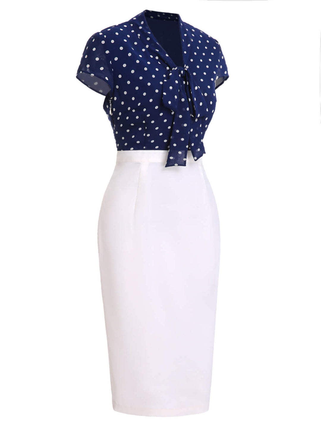 Blue &amp; White 1960s Polka Dot Cap Sleeve Dress, vintage dress, retro fashion - perfect for women who love vintage and retro fashion