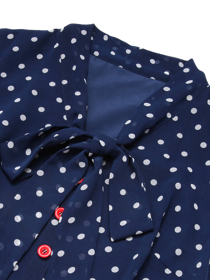 Blue &amp; White 1960s Polka Dot Cap Sleeve Dress, vintage dress, retro fashion - perfect for women who love vintage and retro fashion
