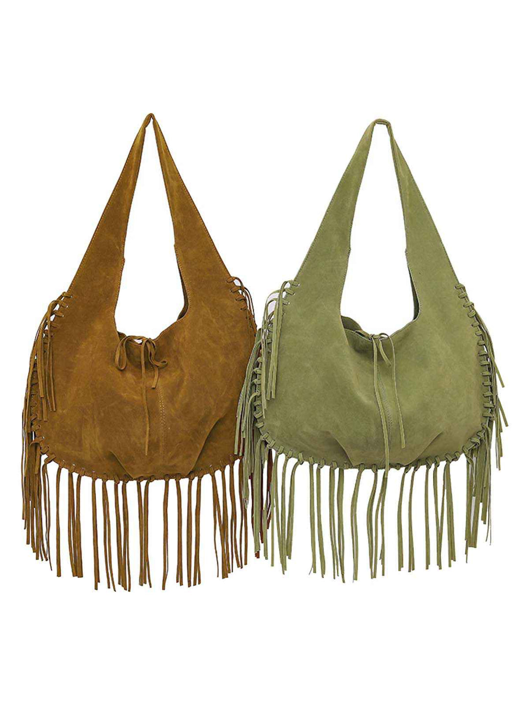 Boho Fringe Suede Hobo Shoulder Bag - vintage fashion, retro style