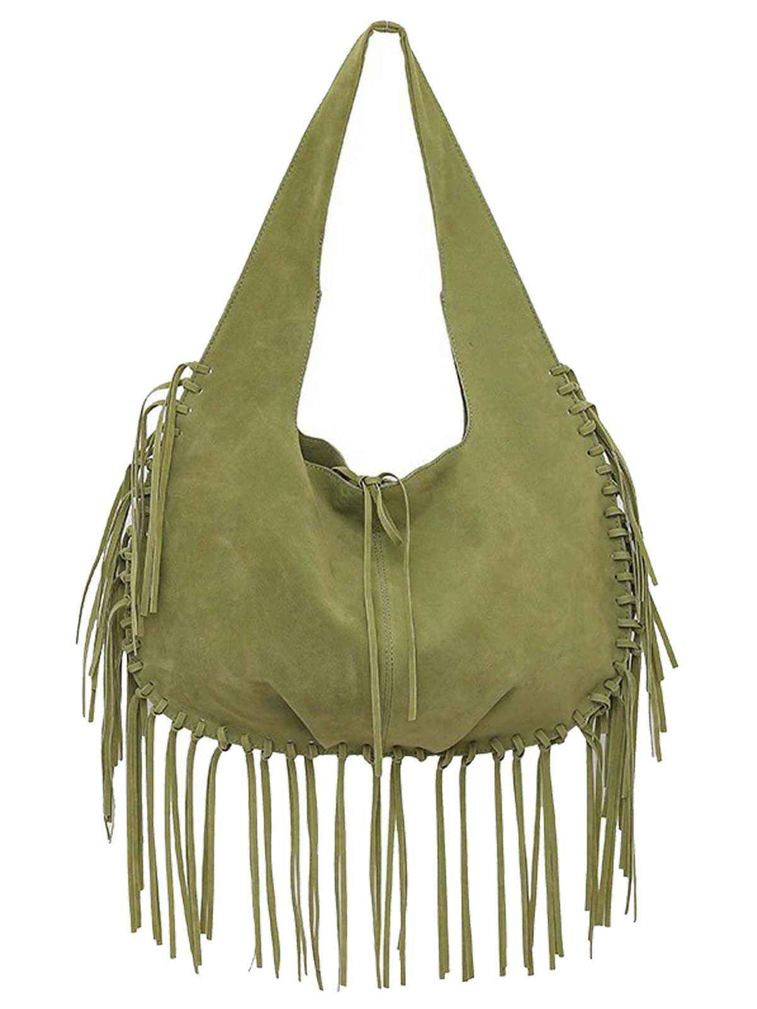 Boho Fringe Suede Hobo Shoulder Bag - vintage fashion, retro style