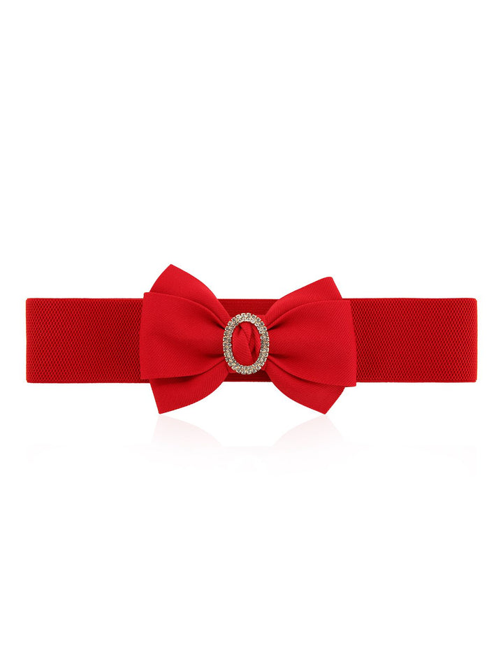 Bow Buckle Elastic Solid Vintage Belt - vintage fashion, retro style