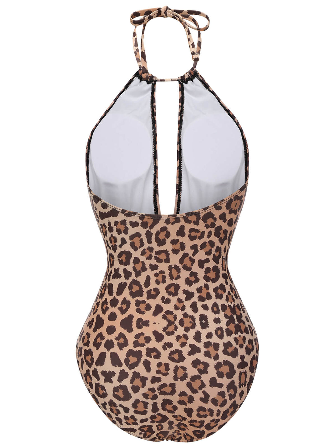 Brown 1930s Leopard V-Neck Halter Swimsuit, vintage swimsuit, pin-up swimwear - perfect for women who love vintage and retro fashion