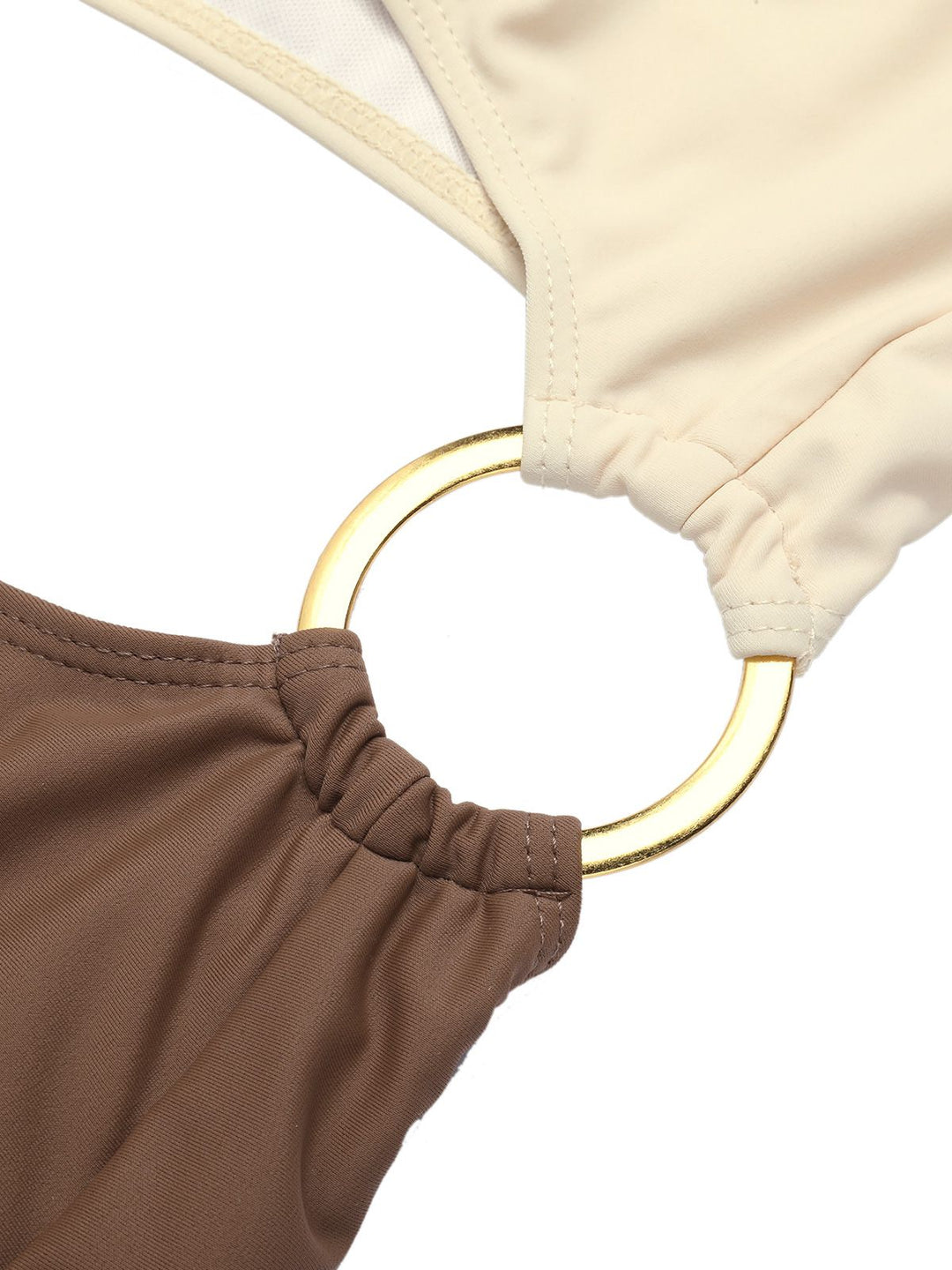 Brown 1930s Metal Button One-Shoulder Swimsuit — because 1930s glamour never goes out of style
