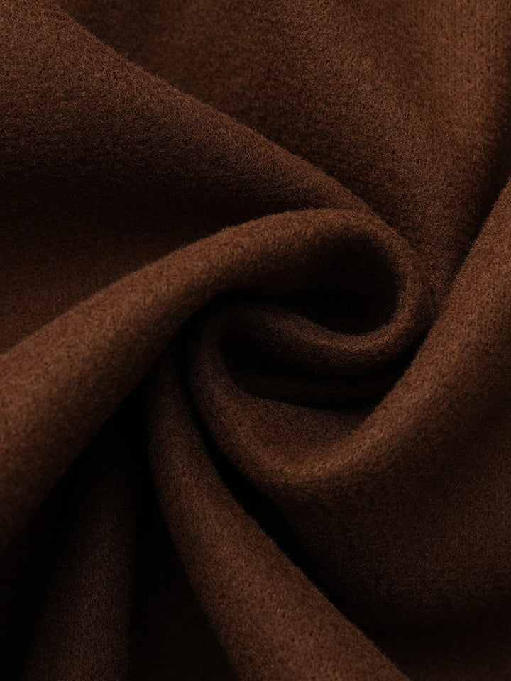 Brown 1930s Notched Collar Faux-Wool Long Coat - vintage fashion, style