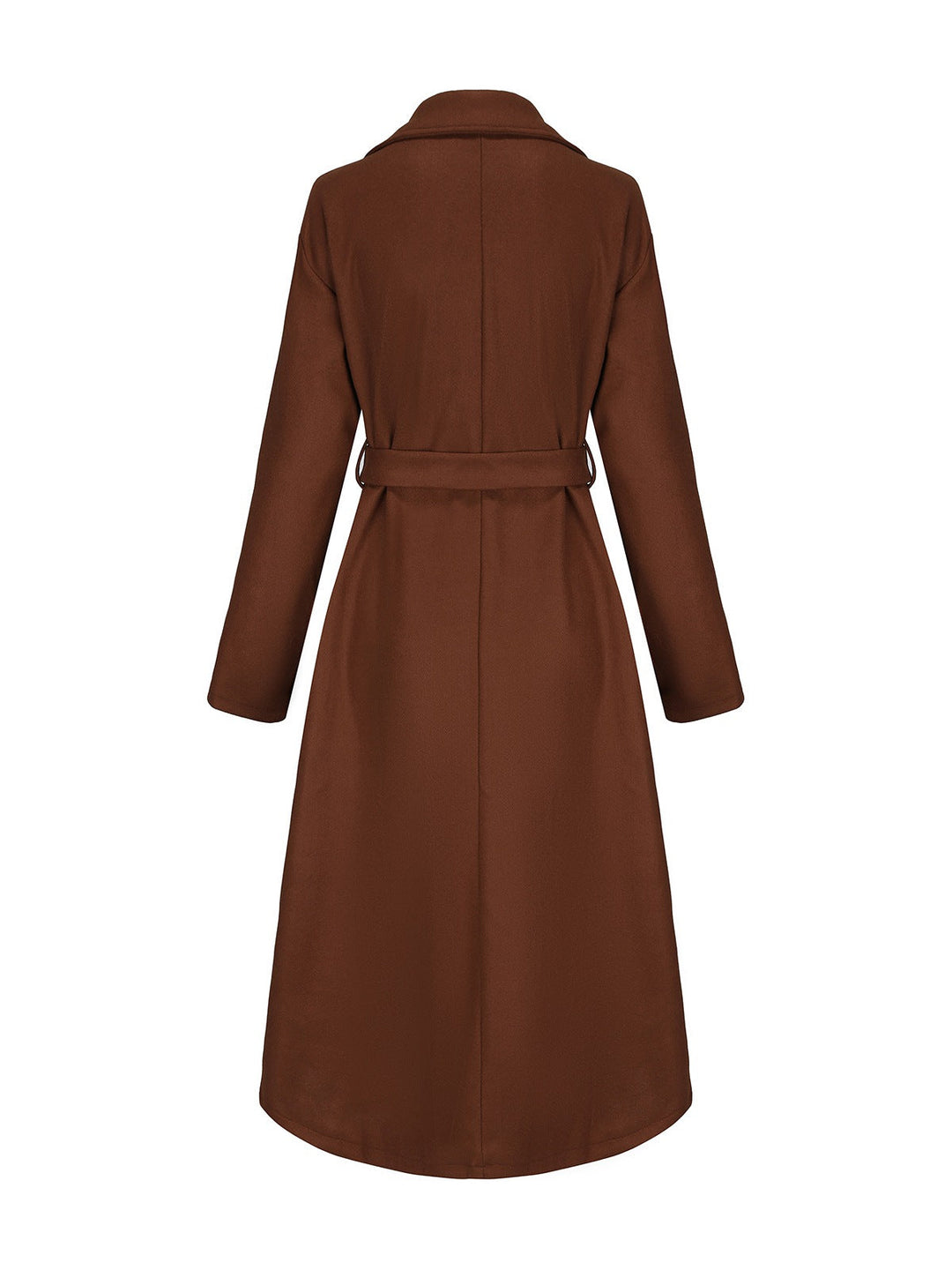 Brown 1930s Notched Collar Faux-Wool Long Coat - vintage fashion, style