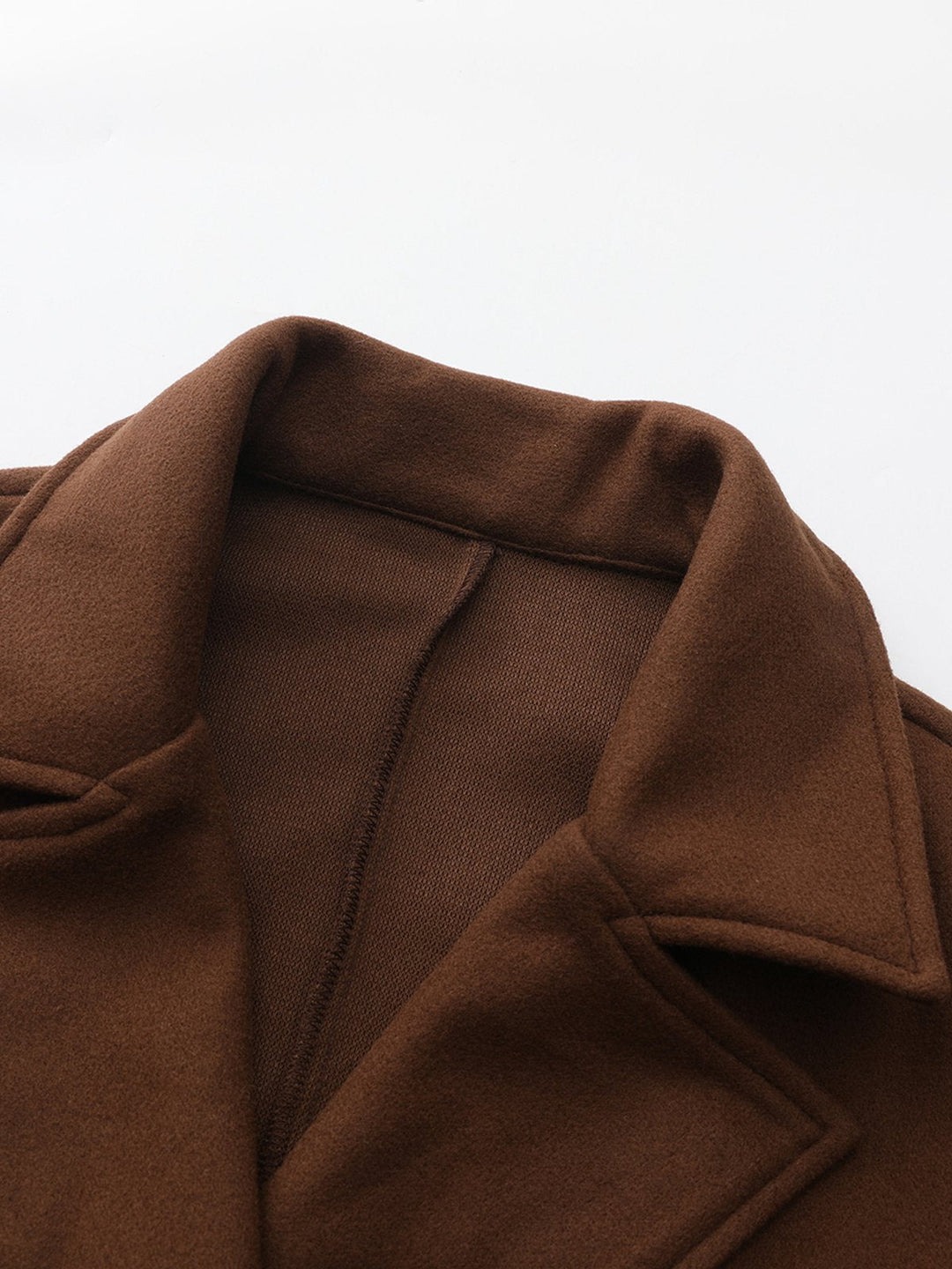 Brown 1930s Notched Collar Faux-Wool Long Coat - vintage fashion, style