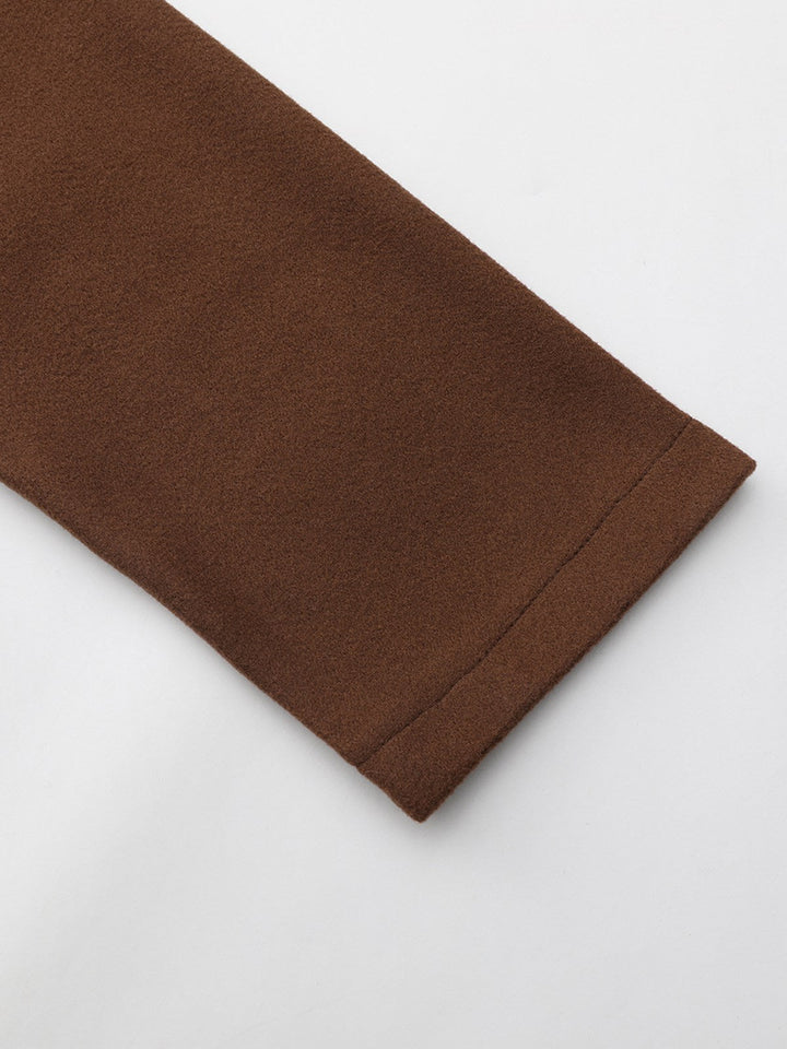 Brown 1930s Notched Collar Faux-Wool Long Coat - vintage fashion, style