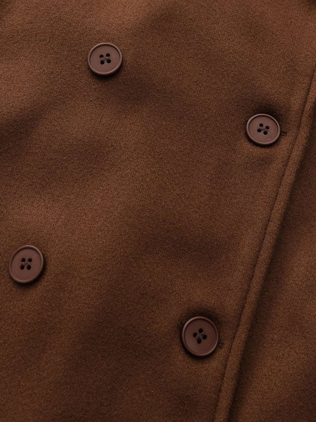 Brown 1930s Notched Collar Faux-Wool Long Coat - vintage fashion, style