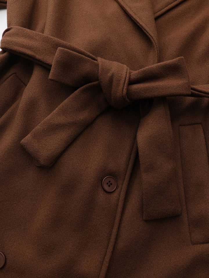 Brown 1930s Notched Collar Faux-Wool Long Coat - vintage fashion, style