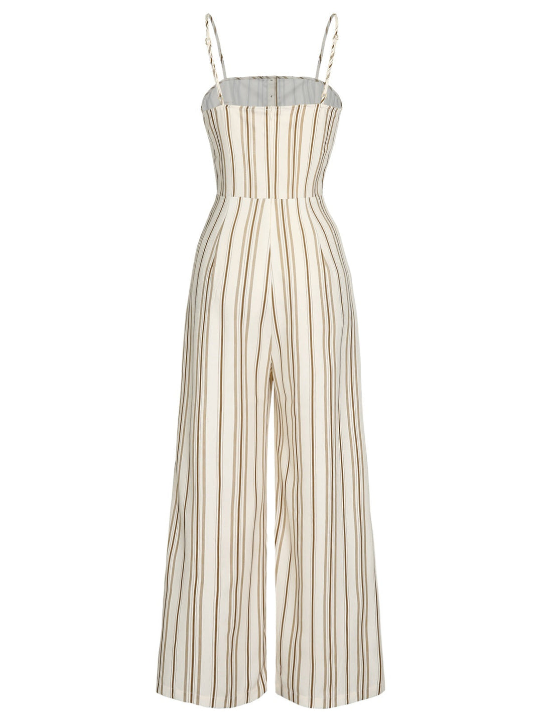 Brown 1930s Stripes Spaghetti Straps Jumpsuit — 1930s style that transcends decades
