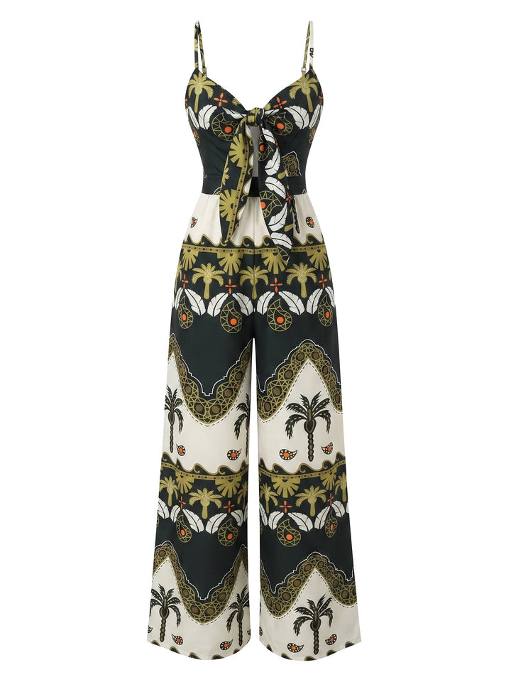 Brown 1930s Vintage Belted Wide Leg Jumpsuit, vintage romper, retro jumpsuit - perfect for women who love vintage and retro fashion