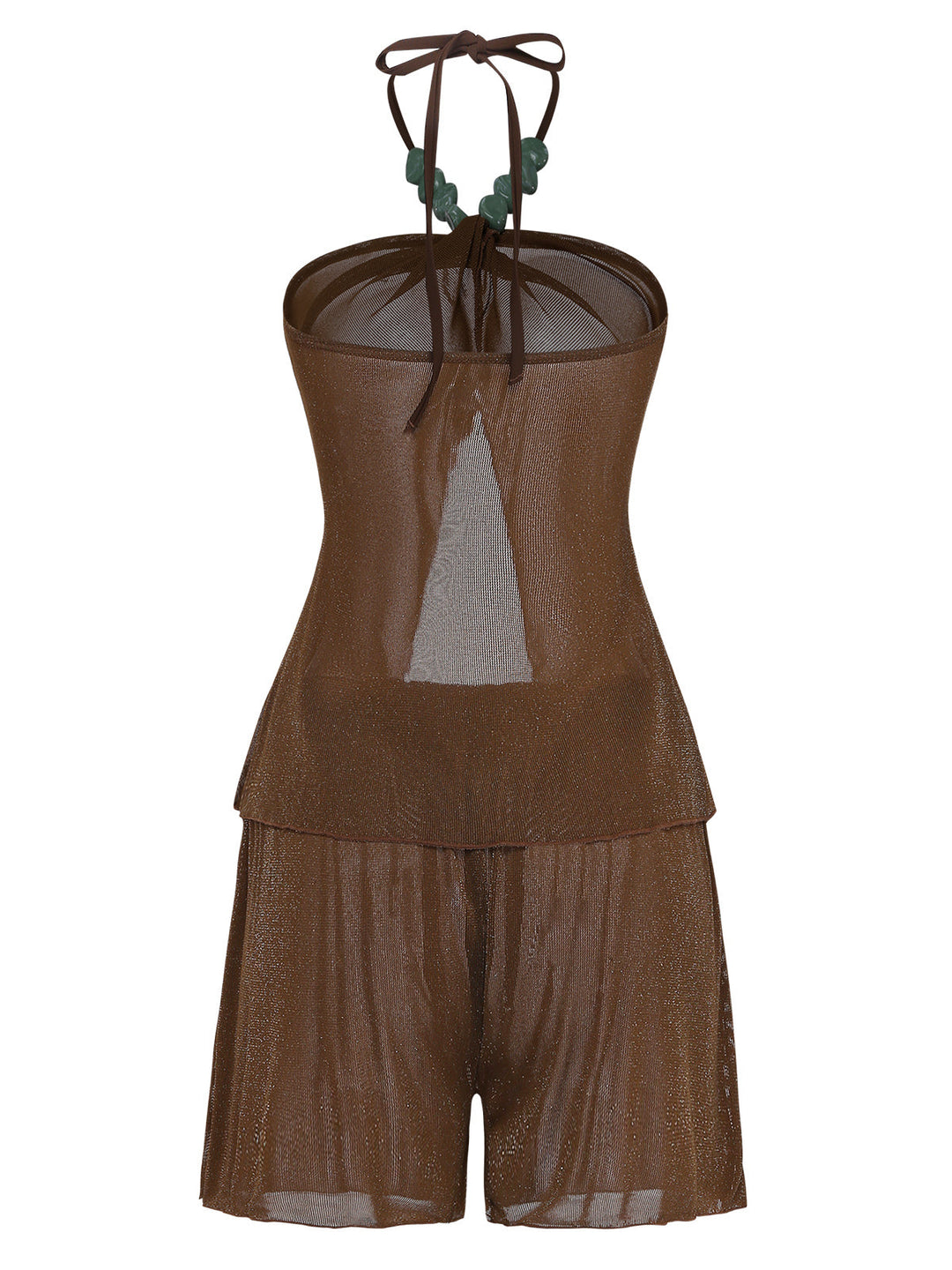 Brown 1940s Halter Solid Cover Up Set - vintage fashion, retro style