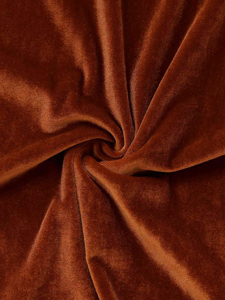 Brown 1940s Lapel Velvet Mock Two-Piece Solid Dress - vintage dress, retro fashion