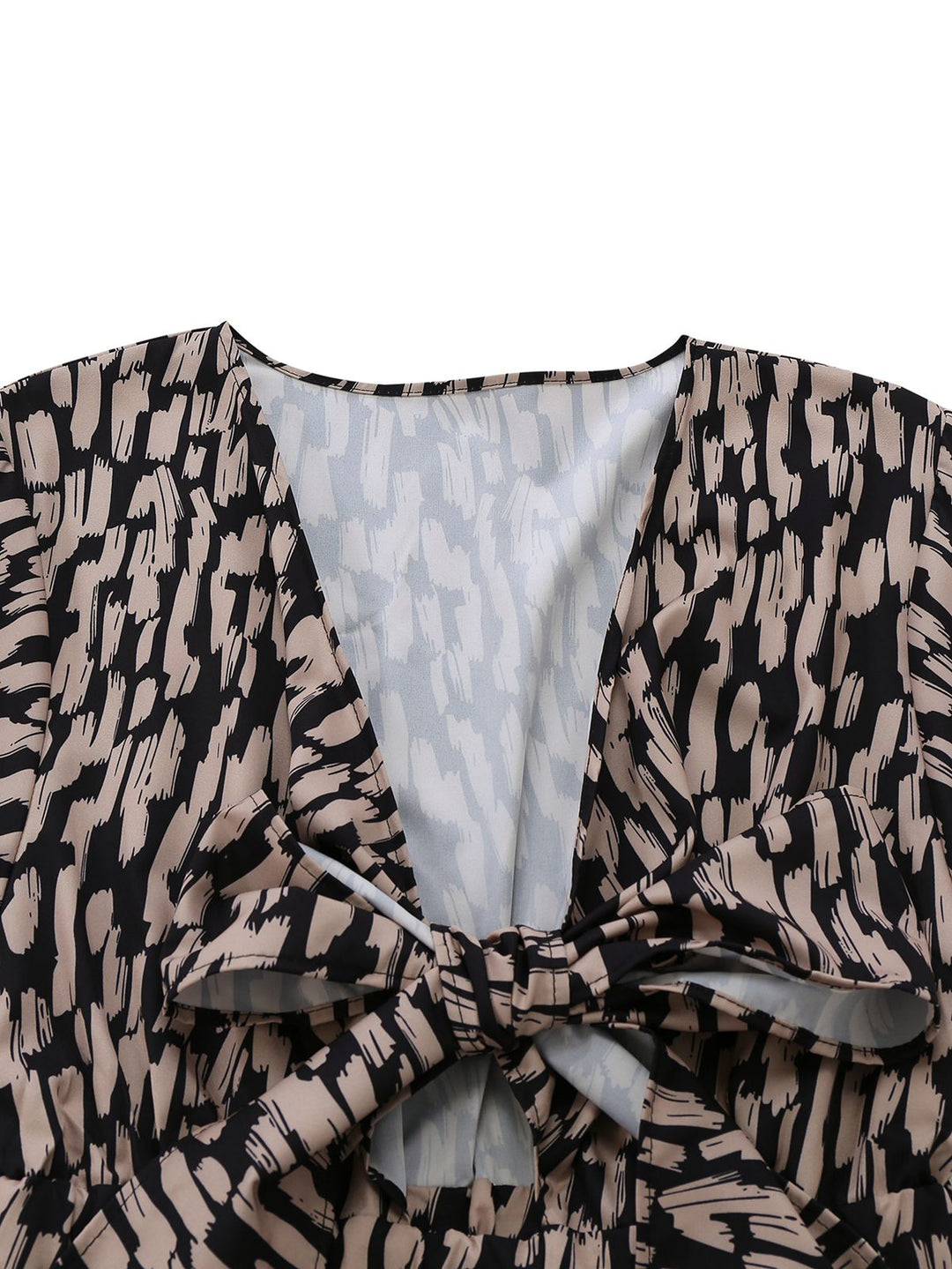 Brown 1940s V-Neck Leopard Satin Bind Romper - vintage jumpsuit, retro fashion