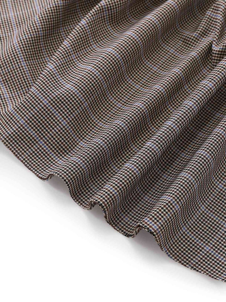 Brown 1950s Bow Houndstooth Pleated Dress - vintage dress, retro fashion, rockabilly