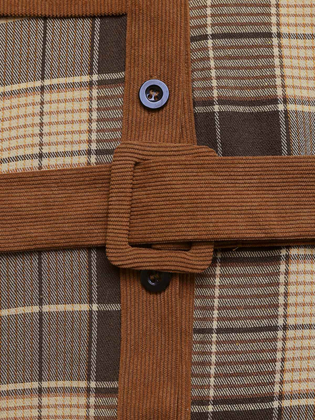 Brown 1950s Plaid Corduroy Shirt Collar Dress - vintage dress, retro fashion, rockabilly