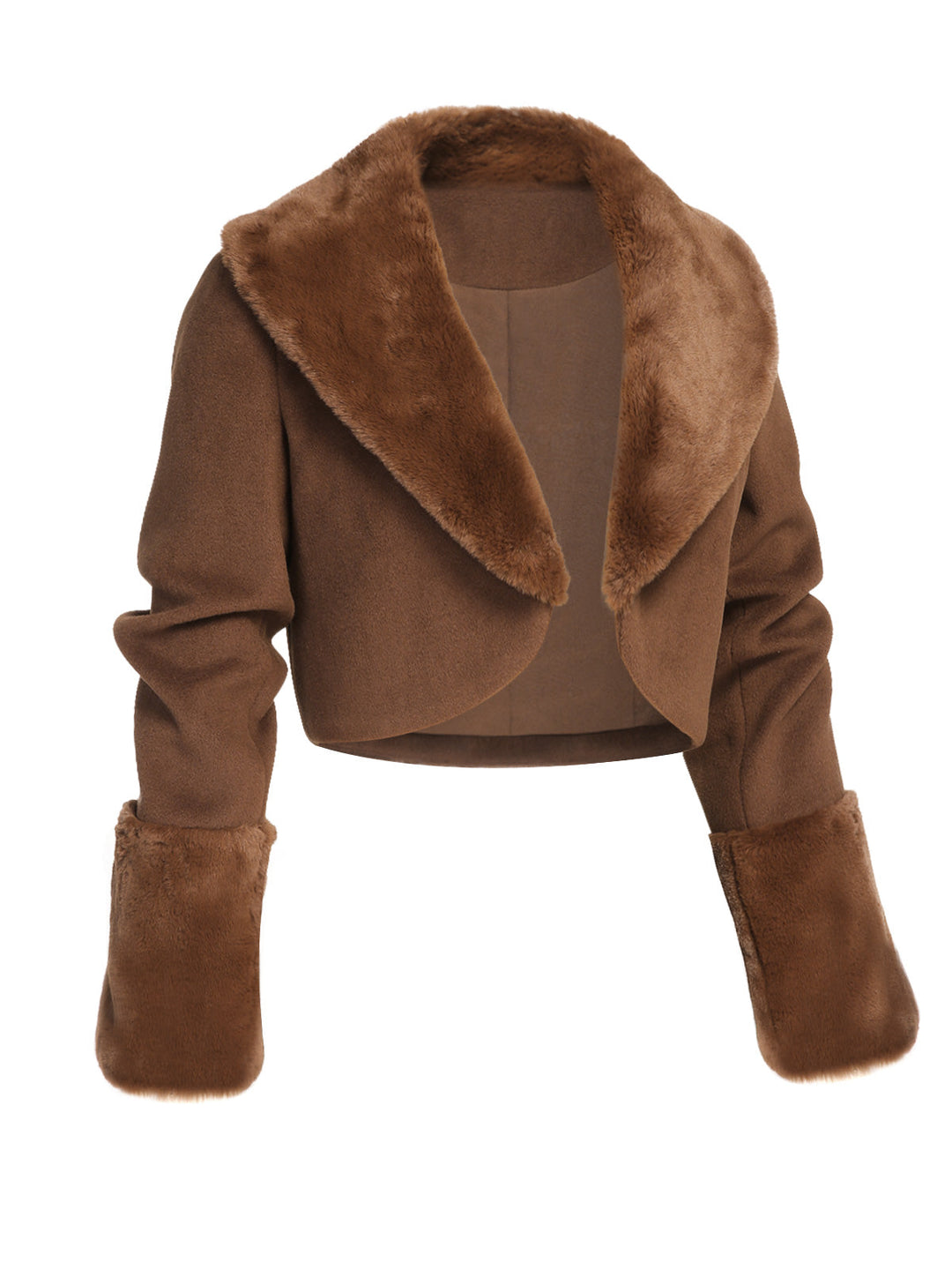 Brown 1950s Fur Collar Bolero Jacket: timeless style reimagined