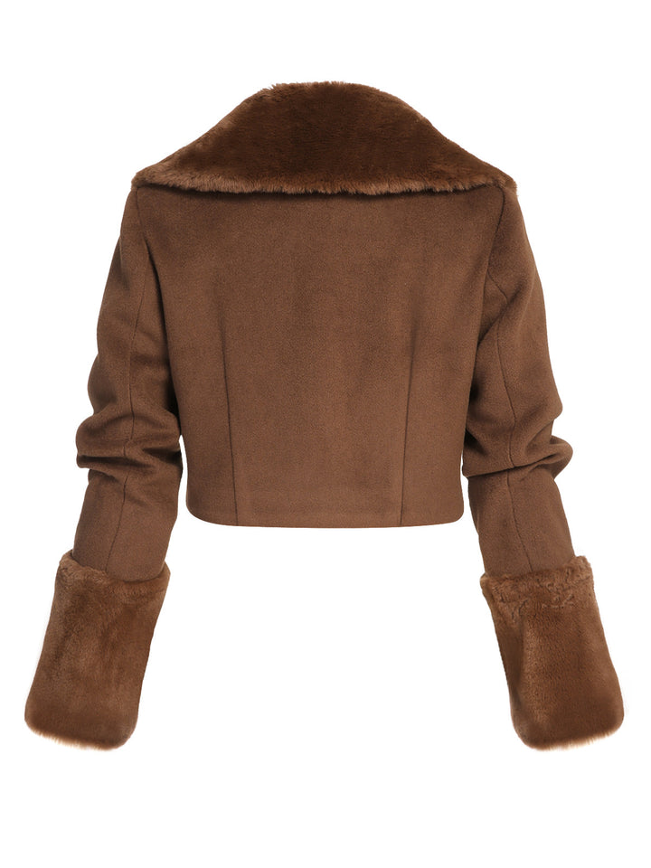 Brown 1950s Fur Collar Bolero Jacket — vintage elegance for the modern woman