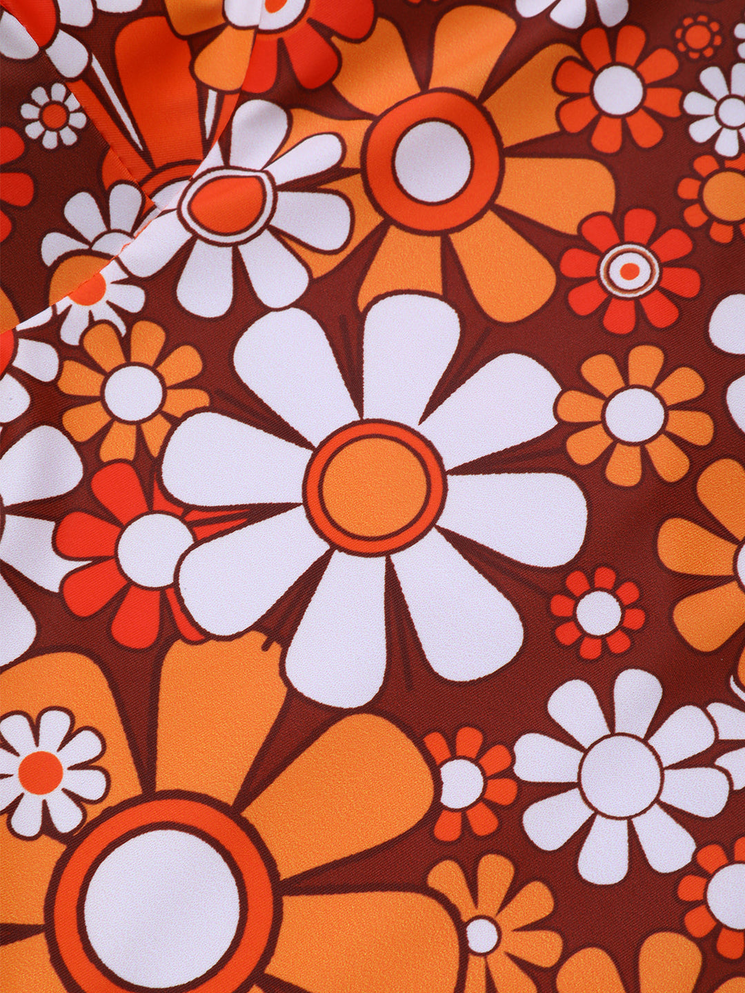 Brown 1960s Bohemian Psychedelic Floral One-Piece Swimsuit, classic vintage style summer beach collection - Image 6