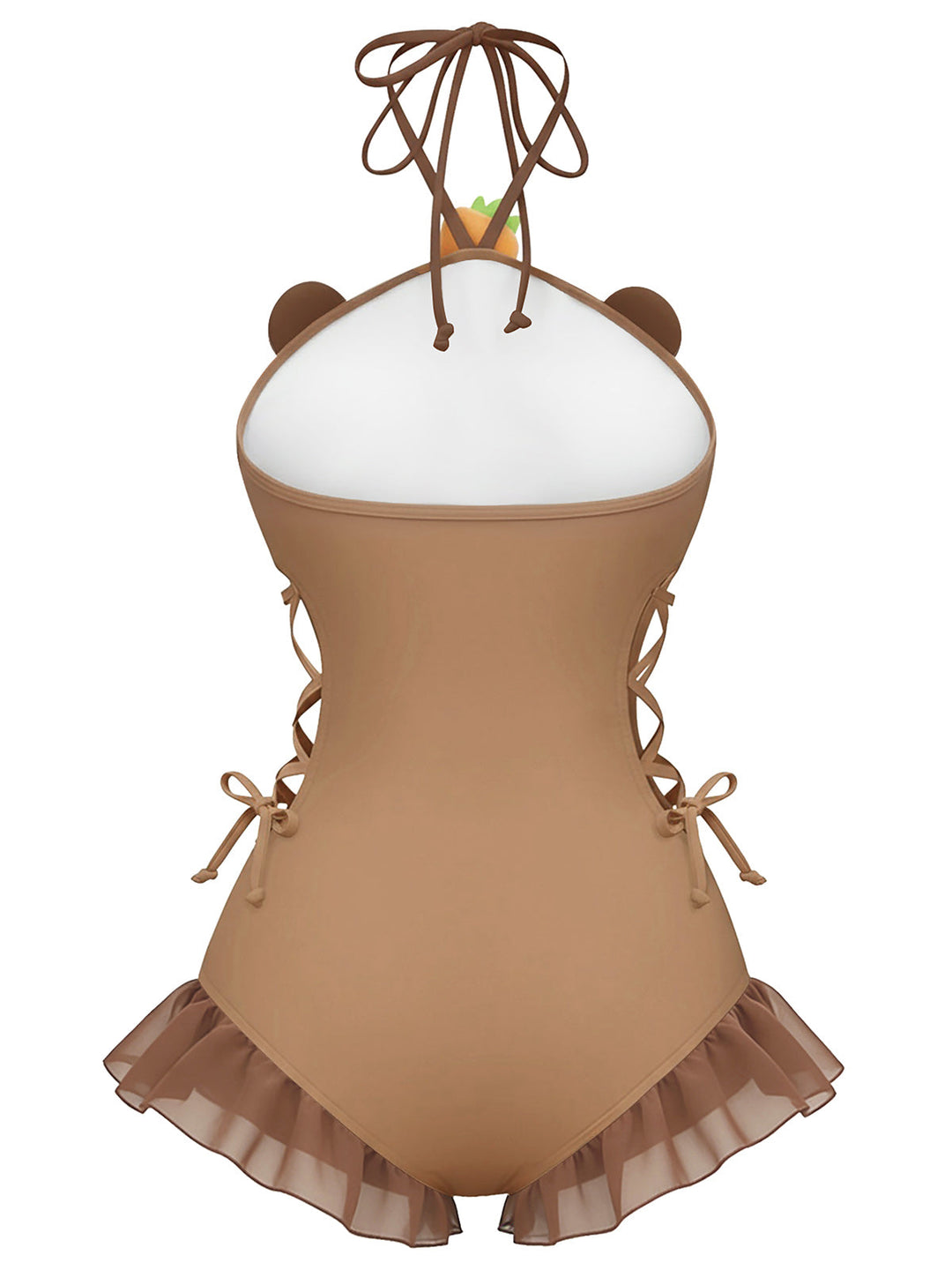 Brown 1960s Capybara Print Lace-Up Swimsuit - vintage swimsuit, pin-up style