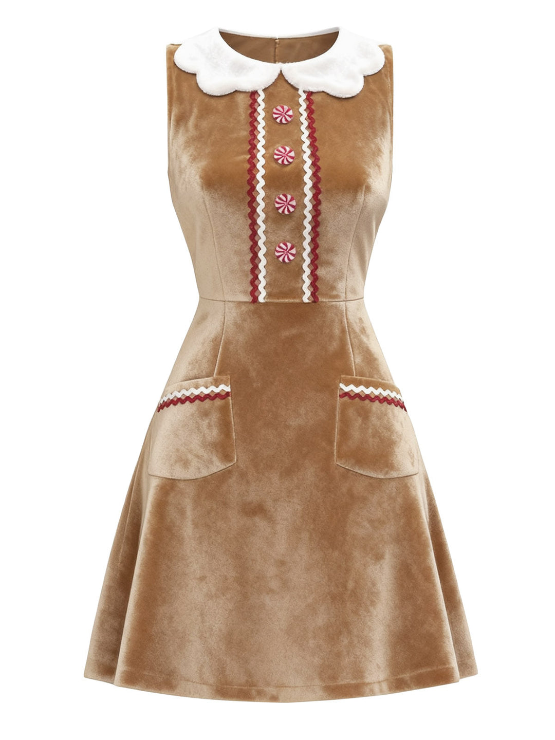 Brown 1960s Christmas Gingerbread Velvet Dress - vintage dress, fashion